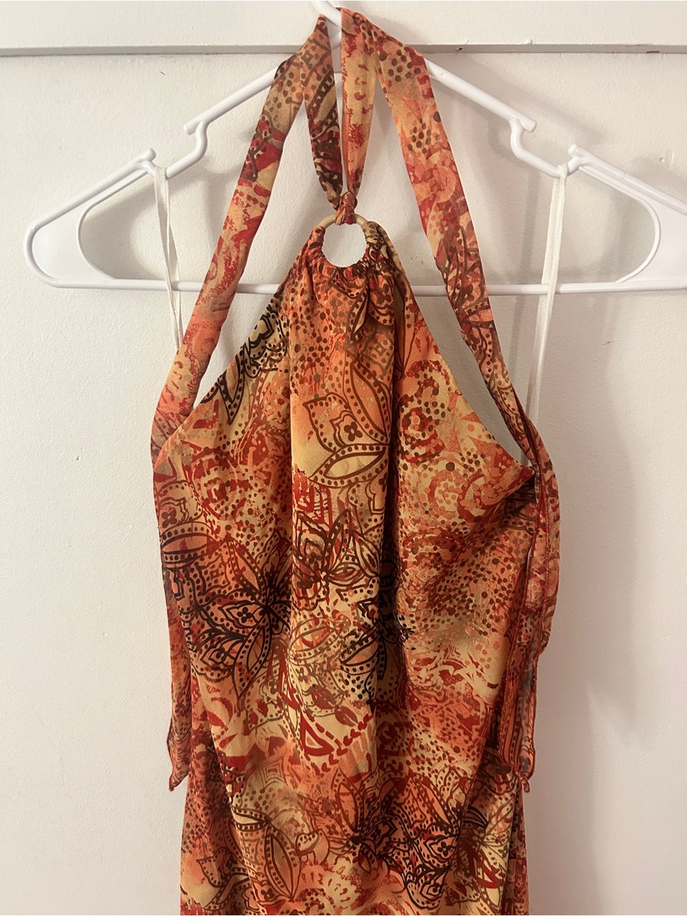 Rabbit Rabbit Rabbit Halter Maxi Dress in Rust and Orange Paisley - Picture 2 of 5